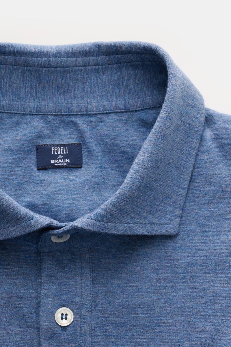 Fedeli Poloshirt rauchblau meliert