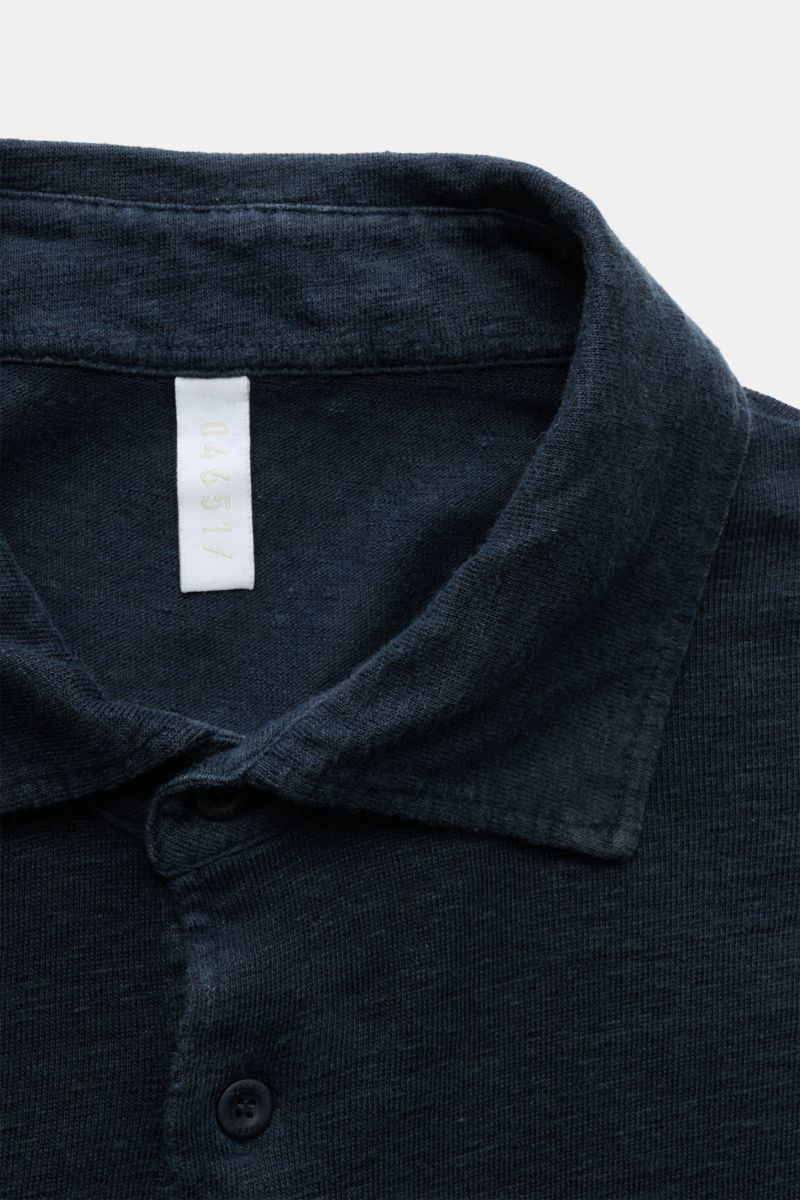 04651/ A trip in a bag Linen jersey polo shirt navy