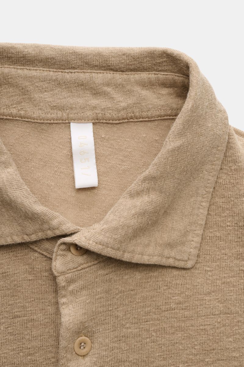 04651/ A trip in a bag Leinen Jersey-Poloshirt taupe