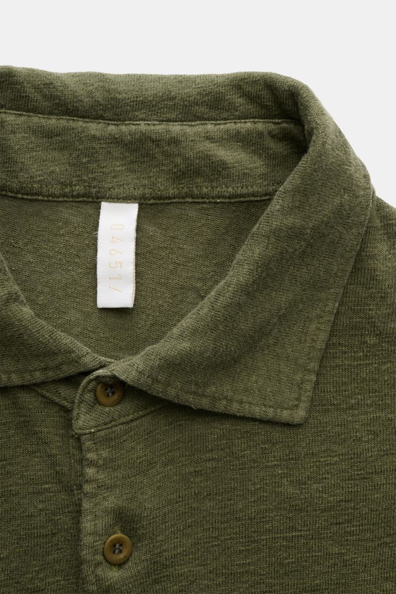 04651/ A trip in a bag Linen jersey polo shirt olive