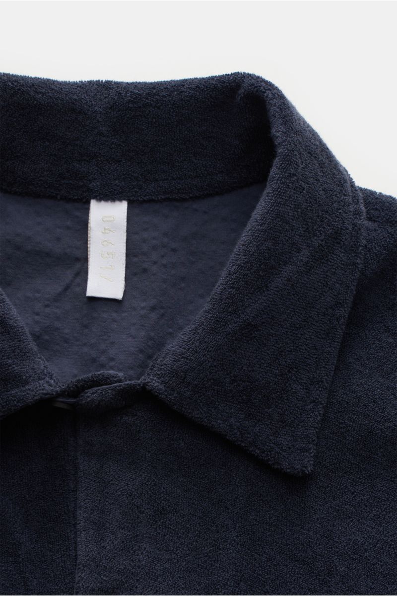 04651/ A trip in a bag Frottee-Kurzarmhemd 'Terry Shirt' Kubanischer Kragen navy
