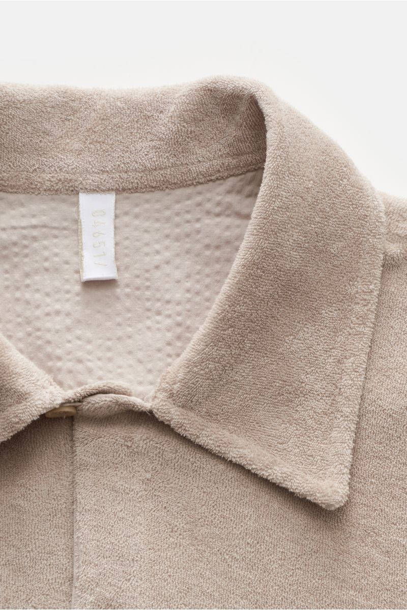 04651/ A trip in a bag Frottee-Kurzarmhemd 'Terry Shirt' Kubanischer Kragen beige
