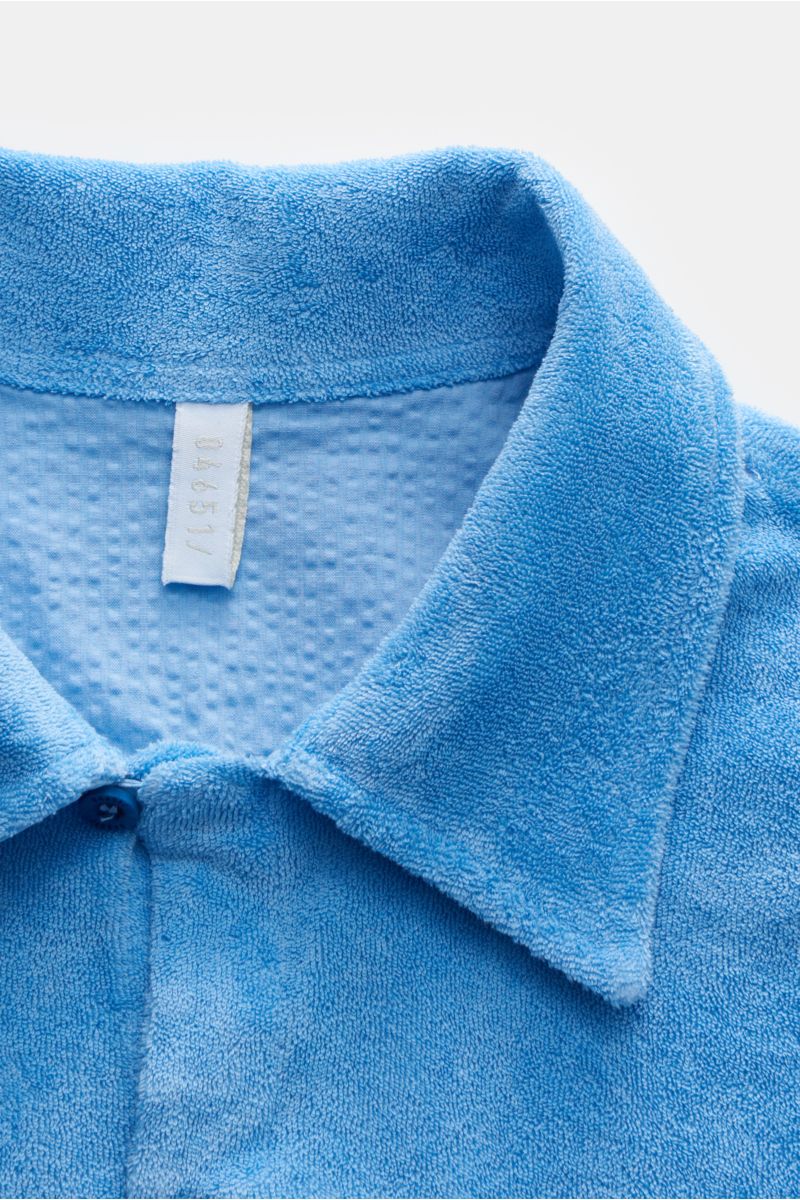 04651/ A trip in a bag Frottee-Kurzarmhemd 'Terry Shirt' Kubanischer Kragen blau
