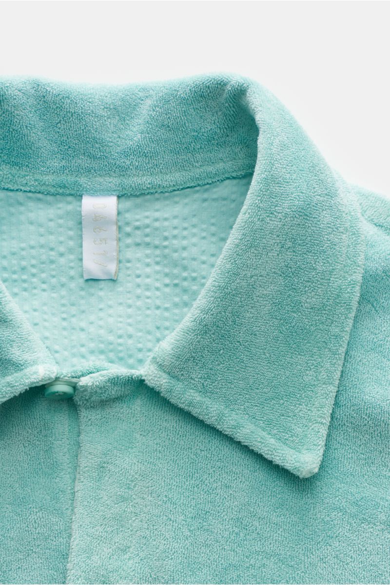 04651/ A trip in a bag Frottee-Kurzarmhemd 'Terry Shirt' Kubanischer Kragen türkis