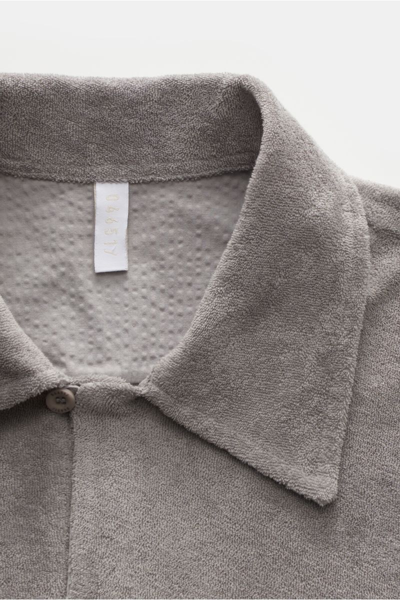 04651/ A trip in a bag Frottee-Kurzarmhemd 'Terry Shirt' Kubanischer Kragen grau