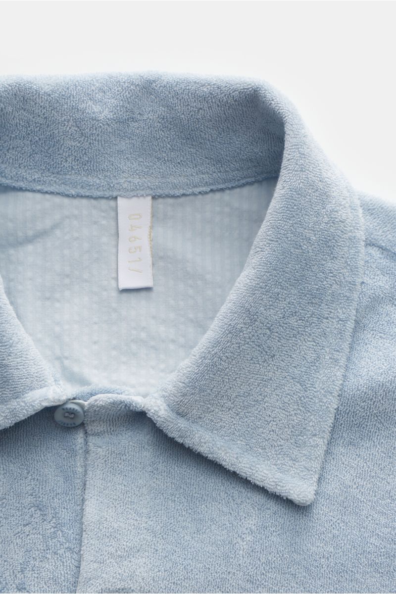 04651/ A trip in a bag Frottee-Kurzarmhemd 'Terry Shirt' Kubanischer Kragen pastellblau