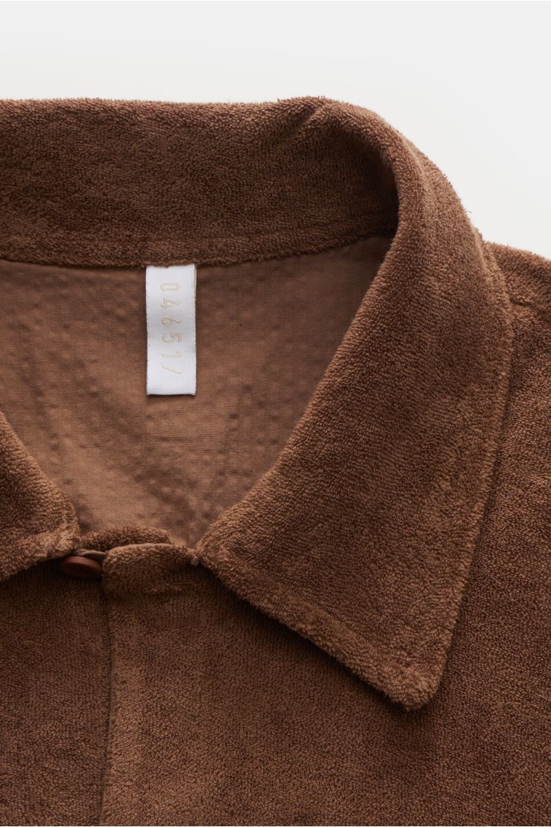 04651/ A trip in a bag Frottee-Kurzarmhemd 'Terry Shirt' Kubanischer Kragen braun