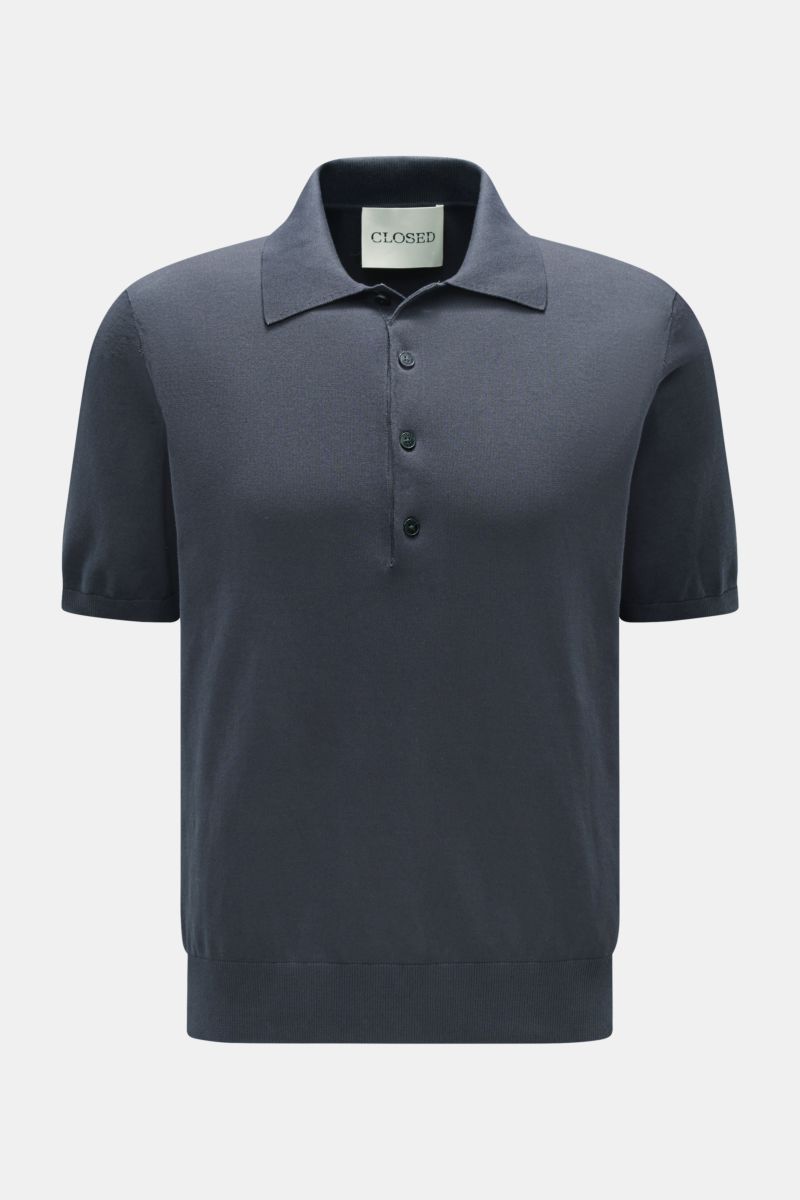 Closed Kurzarm-Strickpolo graublau