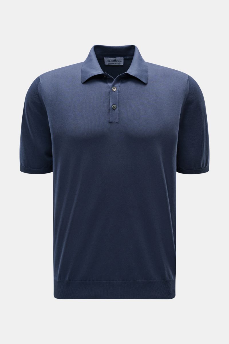 Front view of Della Ciana Short sleeve knit polo shirt navy in soft cotton knit with slim fit, dress-shirt collar, and three-button placket.

A casual alternative to a T-shirt: With this knit polo shirt by DELLA CIANA, made from soft cotton, you can ad