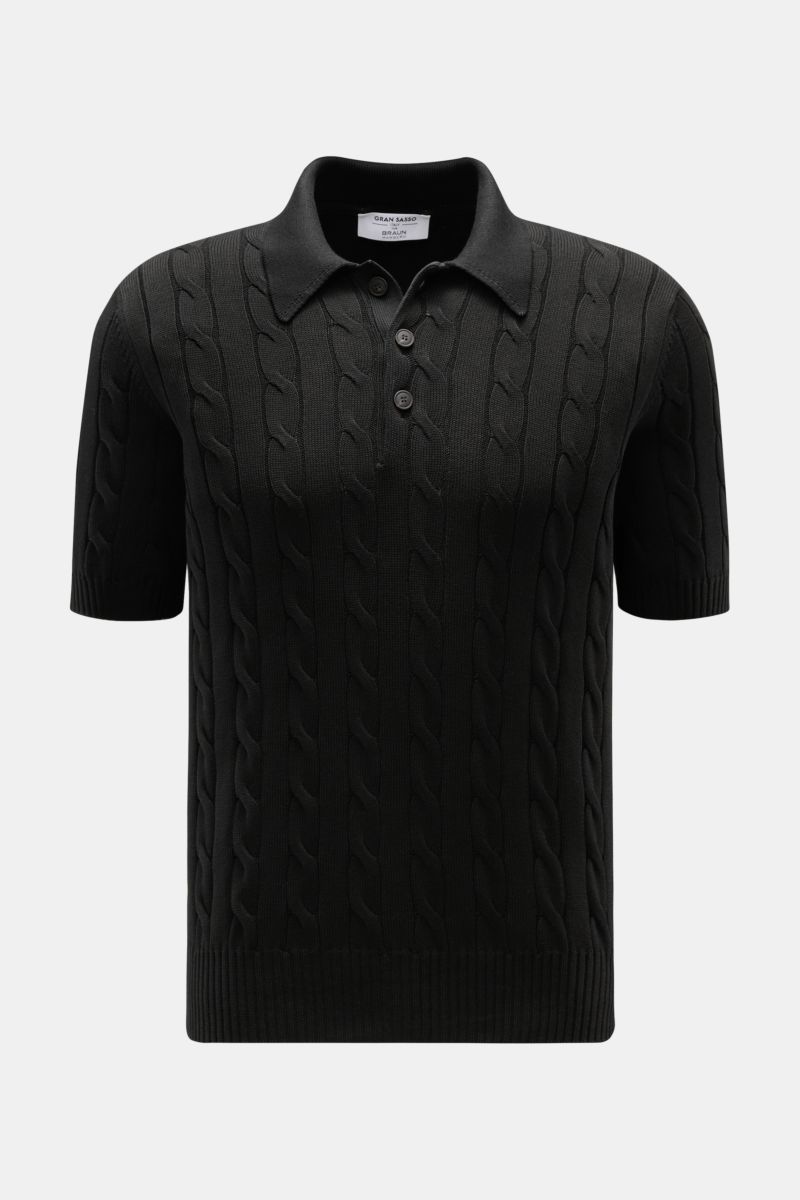 Gran Sasso Kurzarm-Strickpolo schwarz