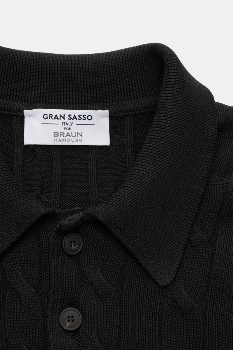 Gran Sasso Kurzarm-Strickpolo schwarz