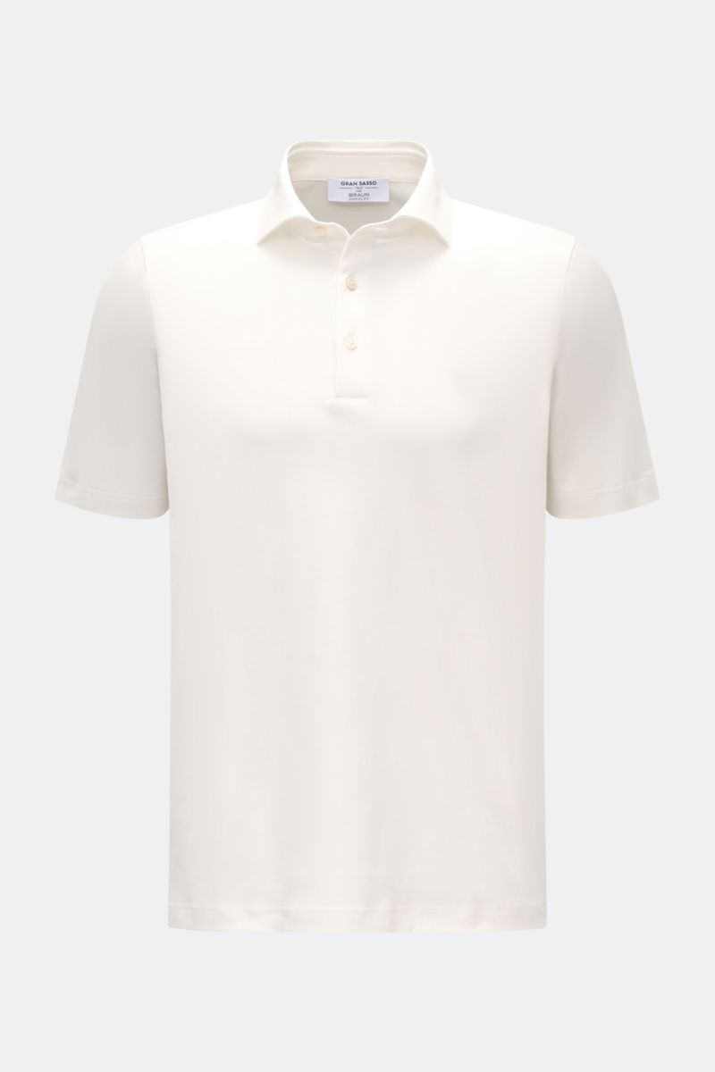 Gran Sasso Jersey-Poloshirt offwhite, Slim Fit, reine Baumwolle, weicher Griff, klassischer Polokragen, frontale Produktaufnahme.
