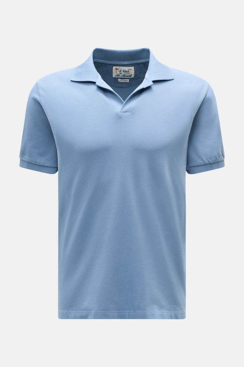 MC2 Saint Barth Poloshirt 'Charles' rauchblau, Slim Fit, elastisches Baumwoll-Piqué, weicher Griff, Polokragen, kurze Saumschlitze, Frontansicht