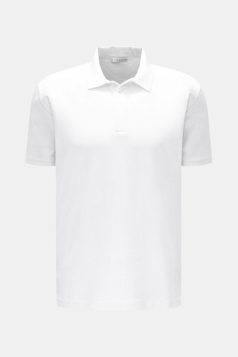 Kiefermann Jersey polo shirt 'Aodhan' white shown from the front on a neutral background, slim fit with dress-shirt collar.

The polo shirt 'Aodhan' by KIEFERMANN is constructed from the finest jersey in a modern blend of lyocell and microfibre with a 