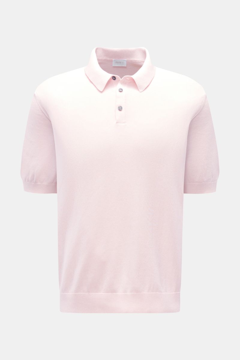 Front view of 04651/ A trip in a bag Short sleeve knit polo 'Pima Cotton' rose in soft fine knit with three-button placket.

Made of fine Pima cotton, the soft knit polo 'Pima Cotton' with short sleeves by 04651 / A TRIP IN A BAG is perfect for styling
