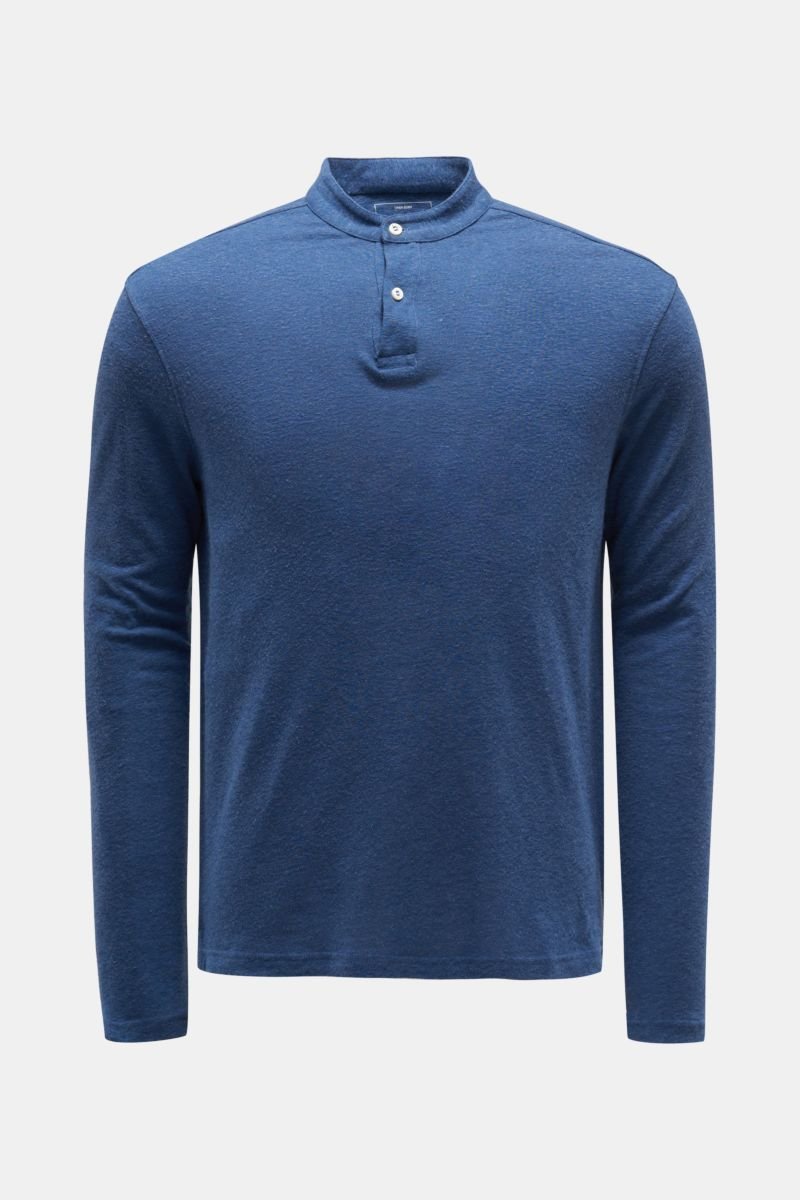 Henley-Shirt 'Linen Guru' dunkelblau