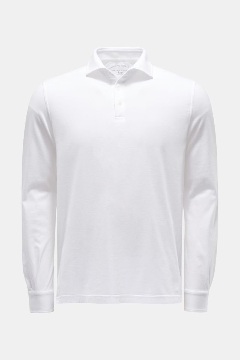 Jersey Longsleeve-Poloshirt 'Zero' weiß