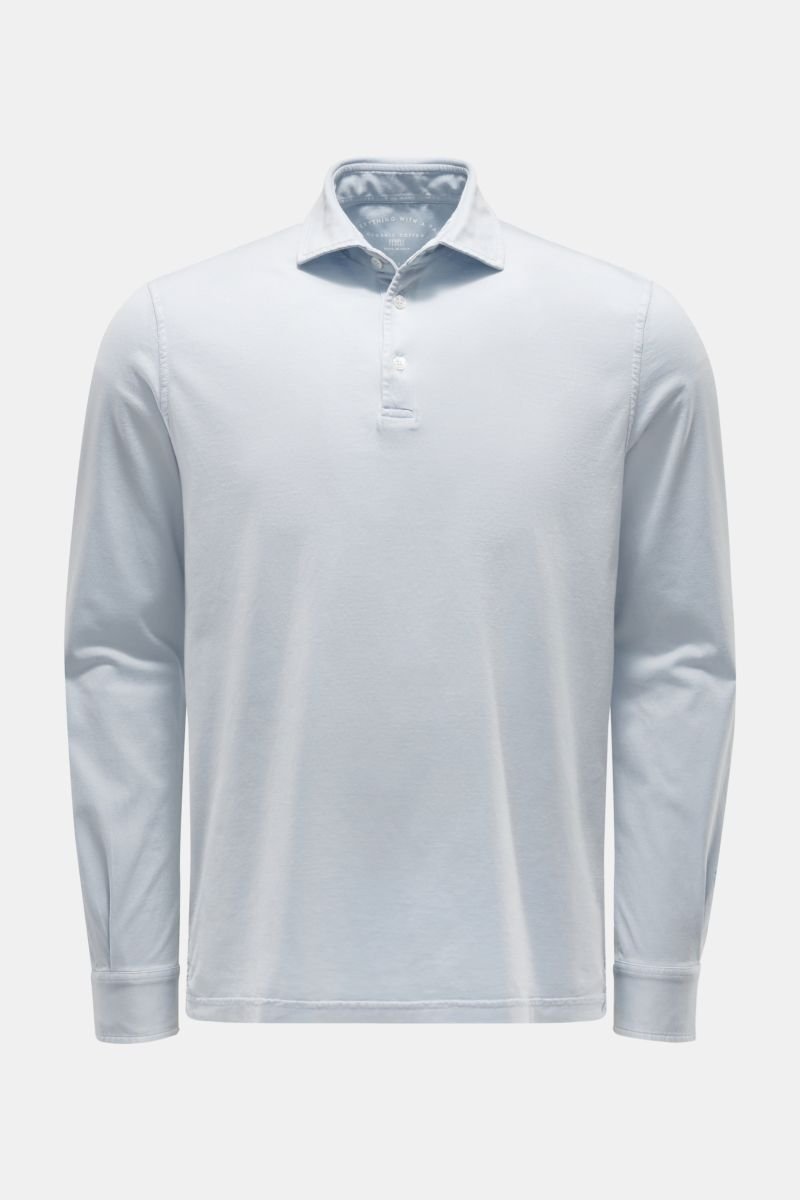 Jersey Longsleeve-Poloshirt 'Zero' pastellblau