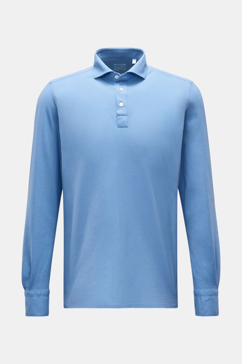 Long sleeve polo shirt 'Achille Orlando' light blue