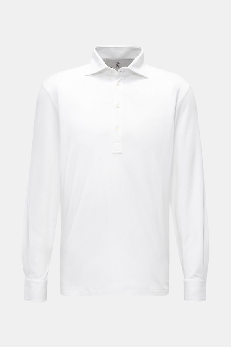 Jersey long sleeve polo shirt off-white
