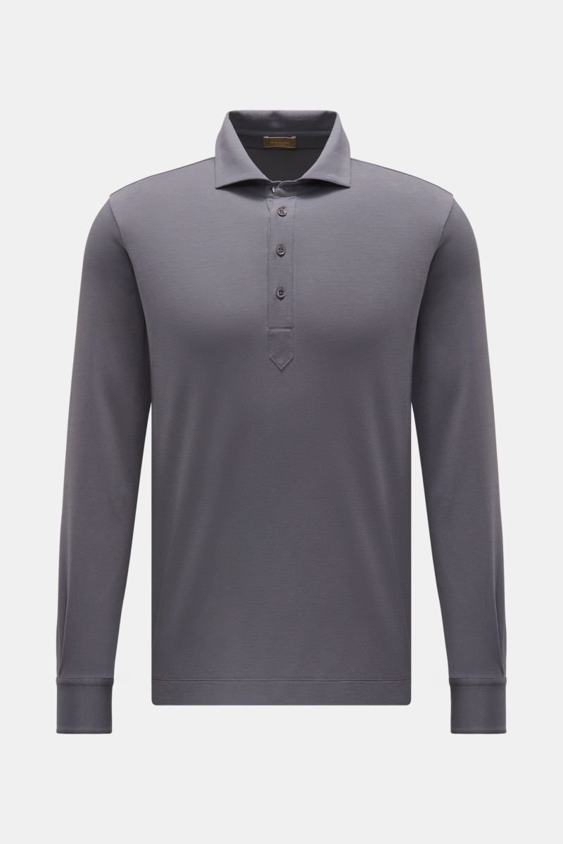 Jersey long sleeve polo shirt grey