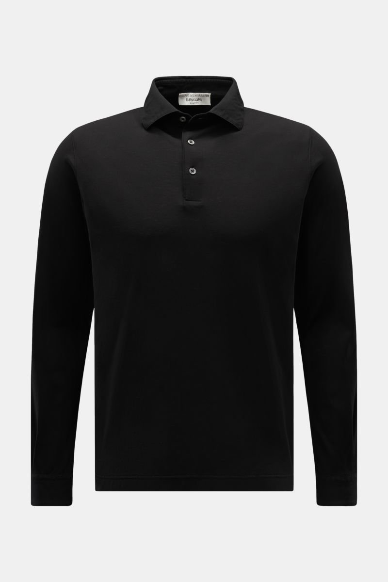 Jersey long sleeve polo shirt black