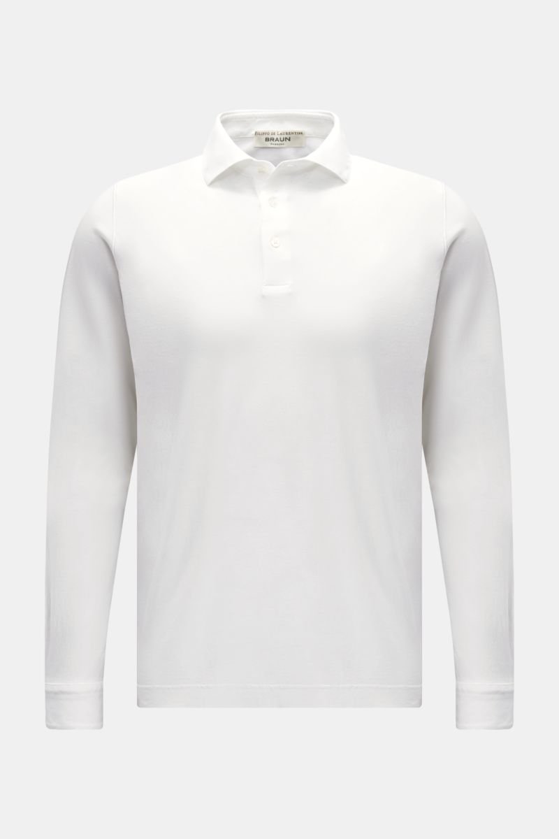Jersey Longsleeve-Poloshirt weiß