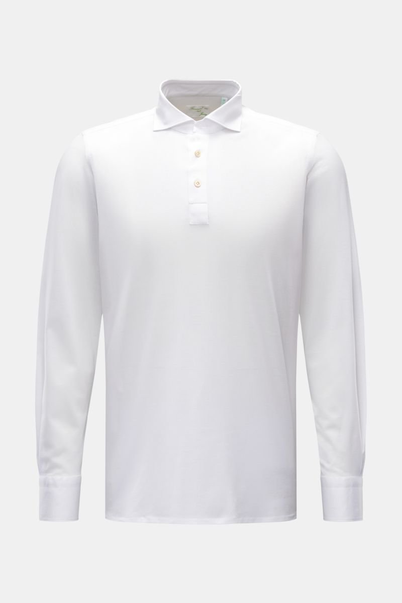 Long sleeve polo shirt 'Achille Orlando' white