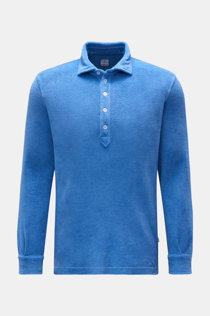 Frottee Longsleeve-Poloshirt 'Five Terry' blau