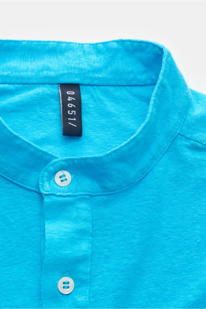 04651/ A trip in a bag Leinen Henley-Shirt türkis