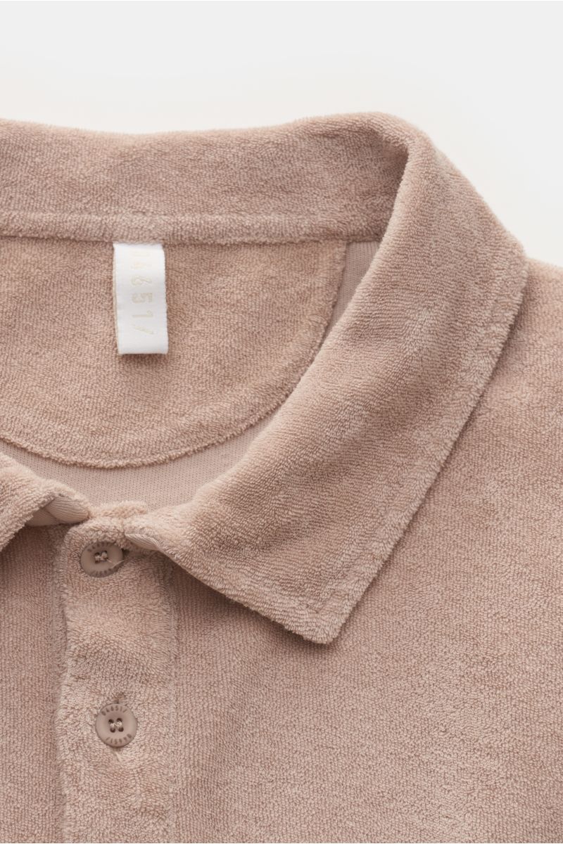 04651/ A trip in a bag Frottee Longsleeve-Poloshirt beige