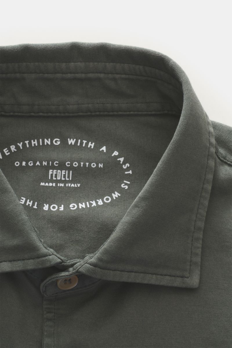 Fedeli Jersey-Hemd 'Jason' Haifisch-Kragen graugrün