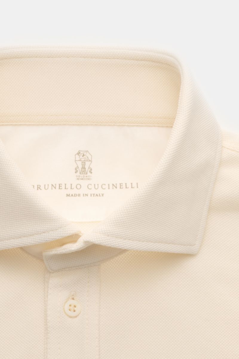 Brunello Cucinelli Longsleeve-Poloshirt creme