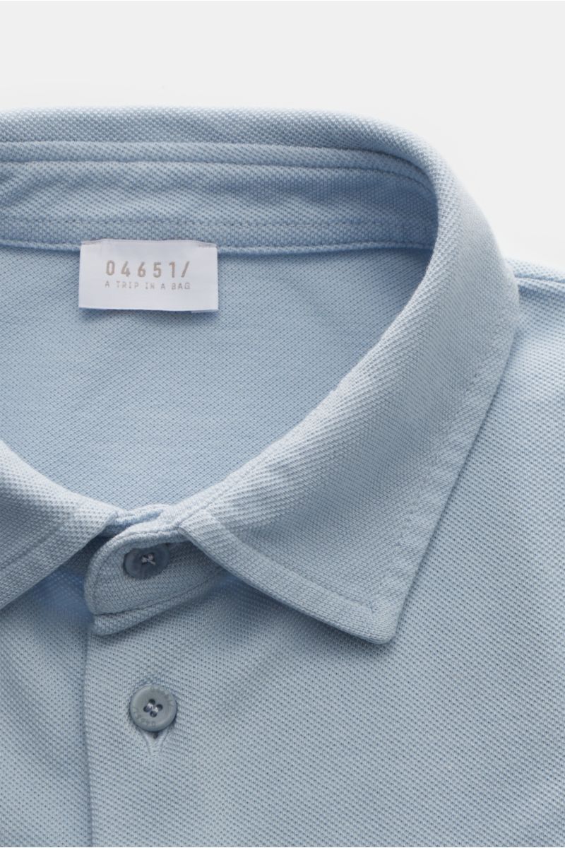 04651/ A trip in a bag Piqué-Hemd schmaler Kragen hellblau