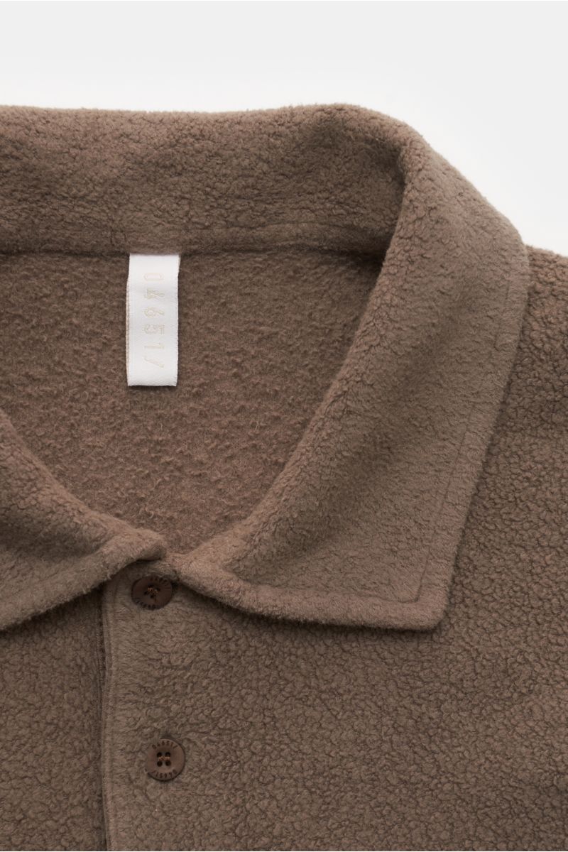 04651/ A trip in a bag Fleece Langarm-Poloshirt taupe