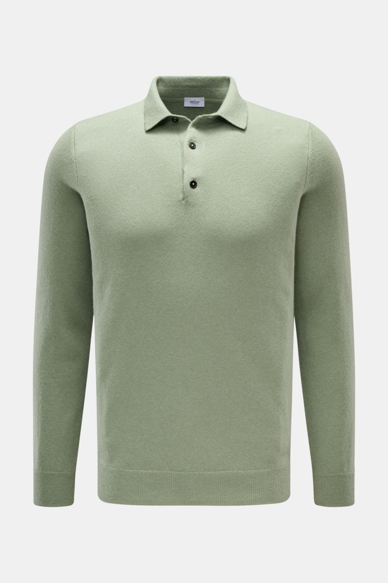 von Braun Cashmere Strickpolo graugrün, Slim Fit, aus weichem, feinem reinem Cashmere mit Polokragen, Drei-Knopf-Leiste und elastischen Rippbündchen, frontale Ansicht