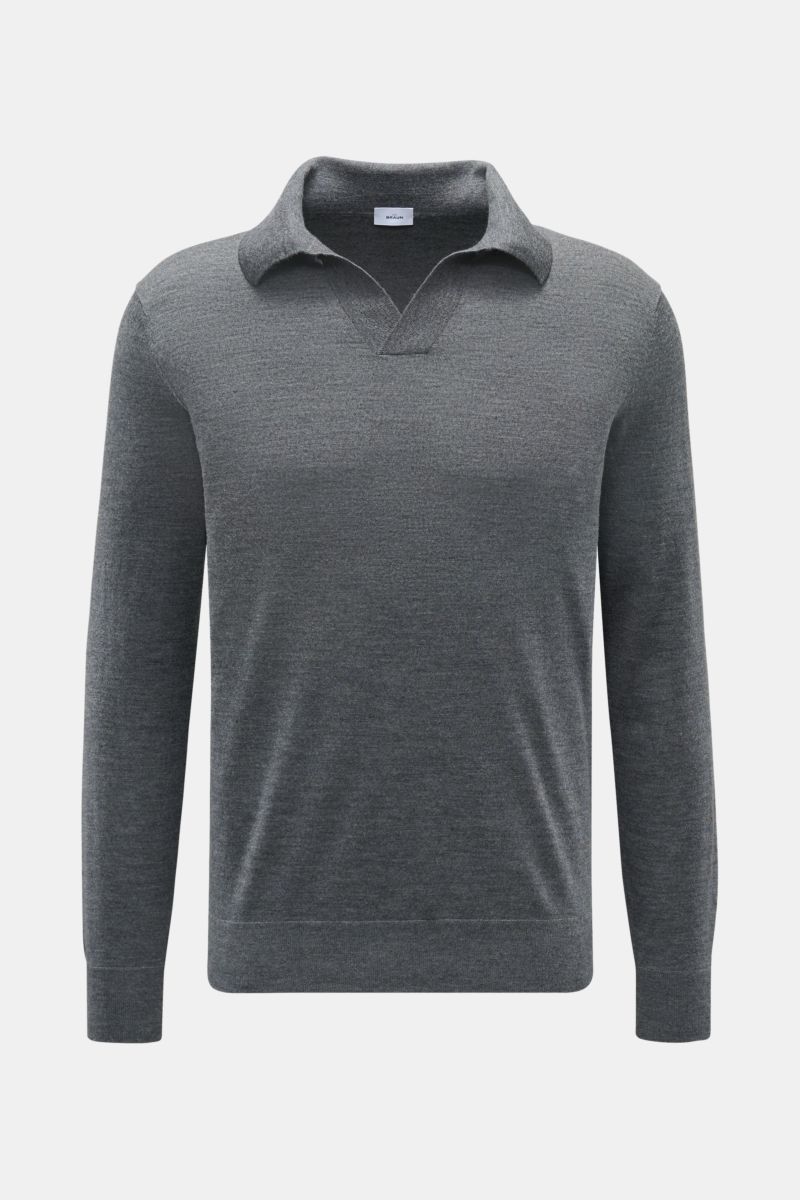 von Braun Merino Strickpolo anthrazit meliert