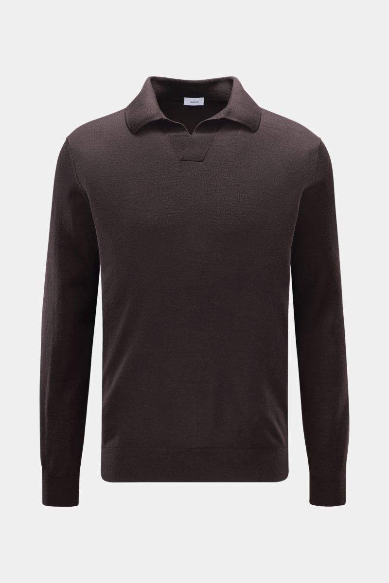 von Braun Merino knit polo dark brown