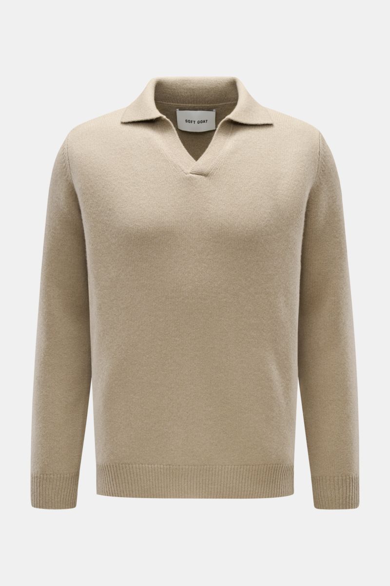 Soft Goat Cashmere Strickpolo khaki