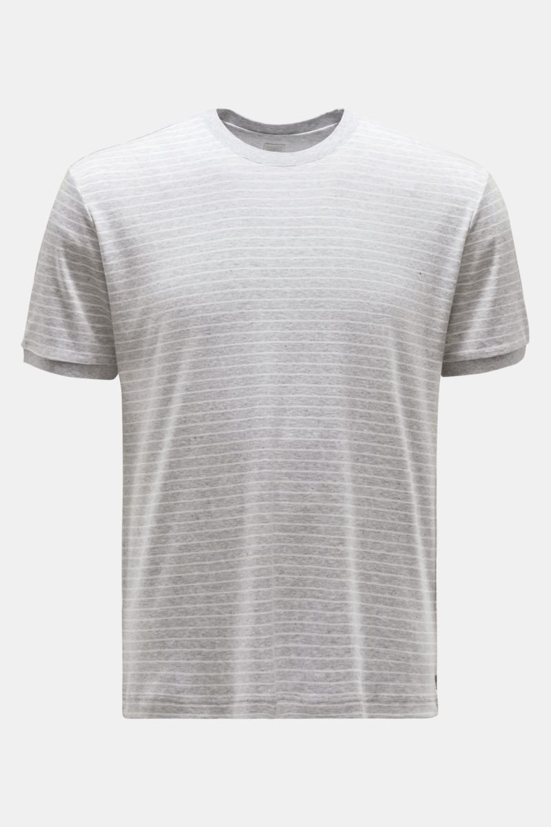 Rundhals-T-Shirt grau/weiß gestreift