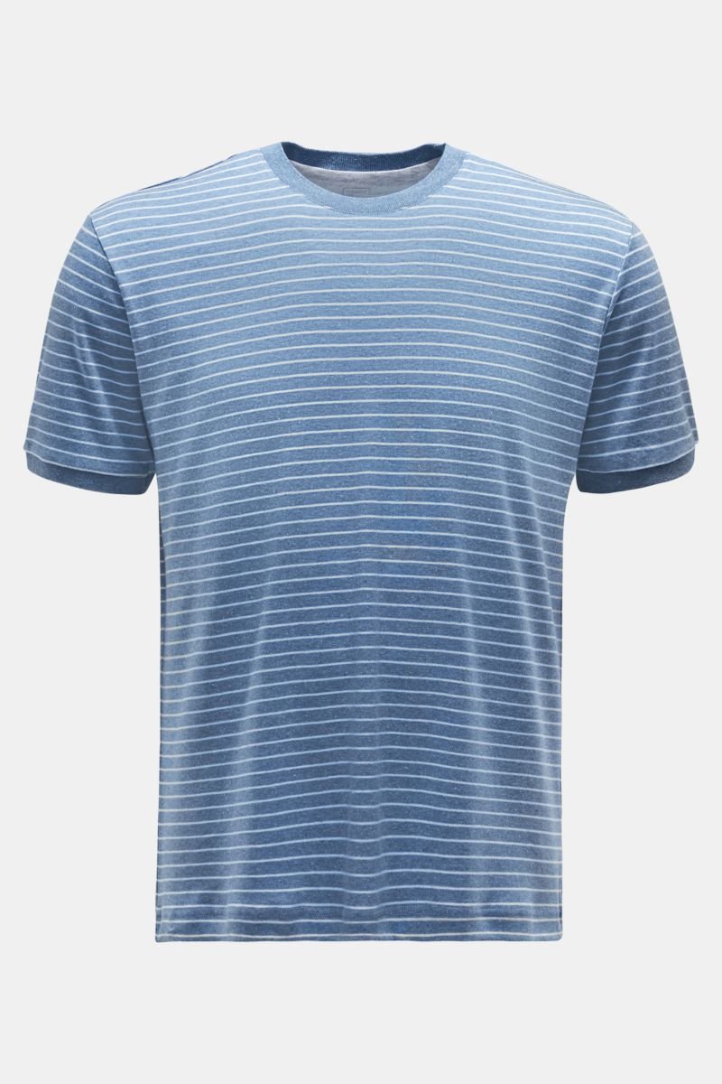 Rundhals-T-Shirt graublau/weiß gestreift