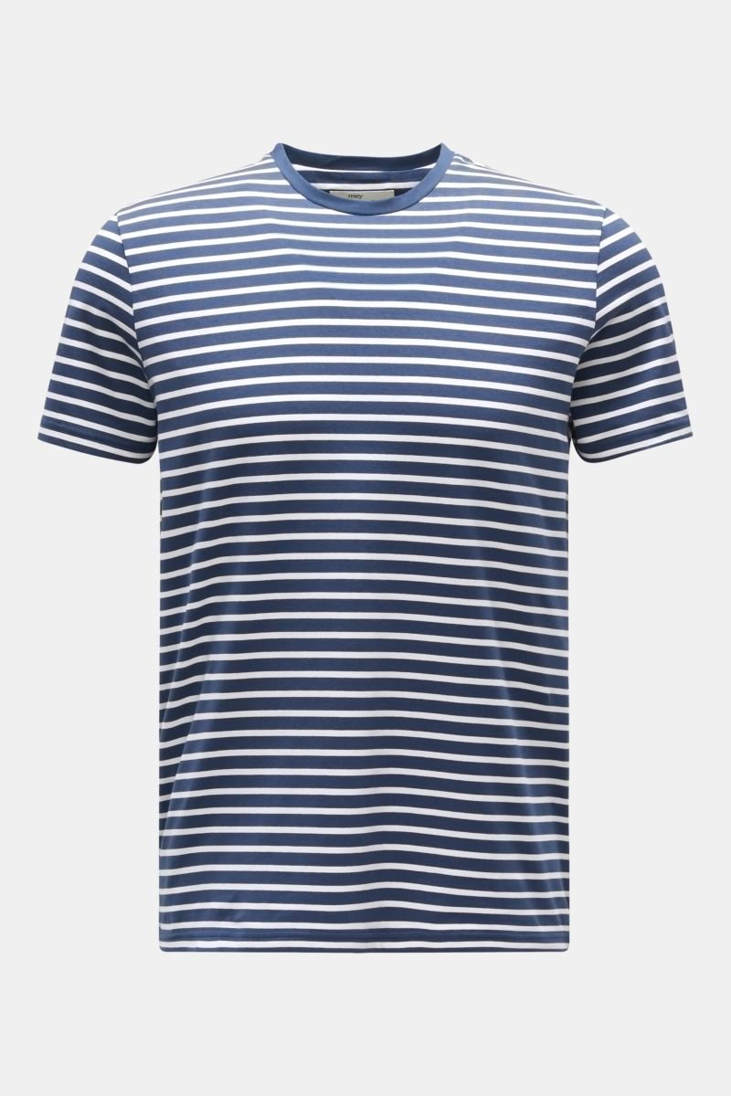 Rundhals-T-Shirt dunkelblau/weiß gestreift