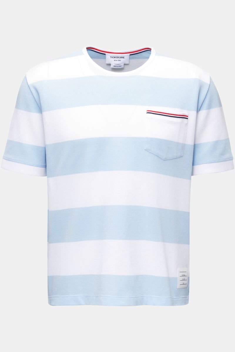 Rundhals-T-Shirt hellblau/weiß gestreift