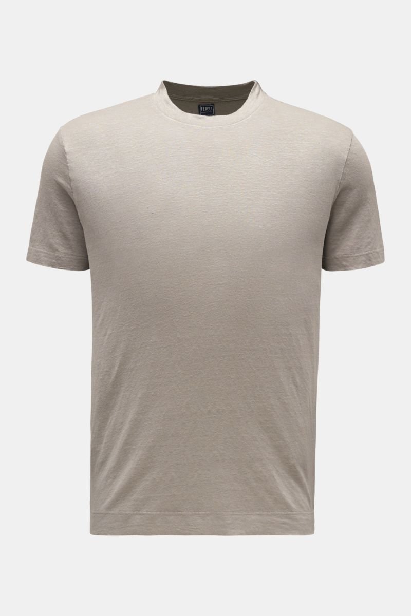 Leinen Rundhals-T-Shirt 'Extreme MM' graubraun