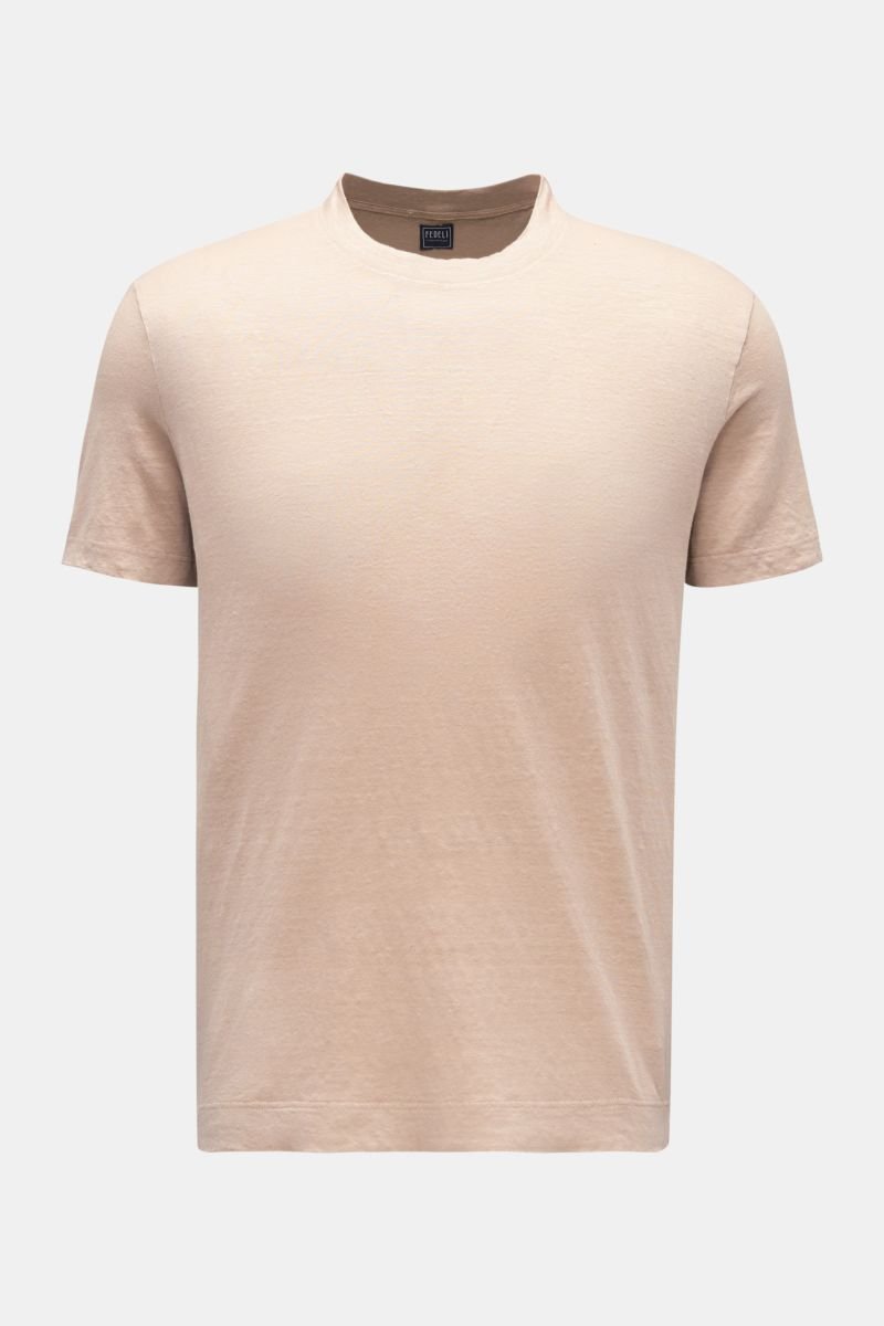 Leinen Rundhals-T-Shirt 'Extreme MM' beige