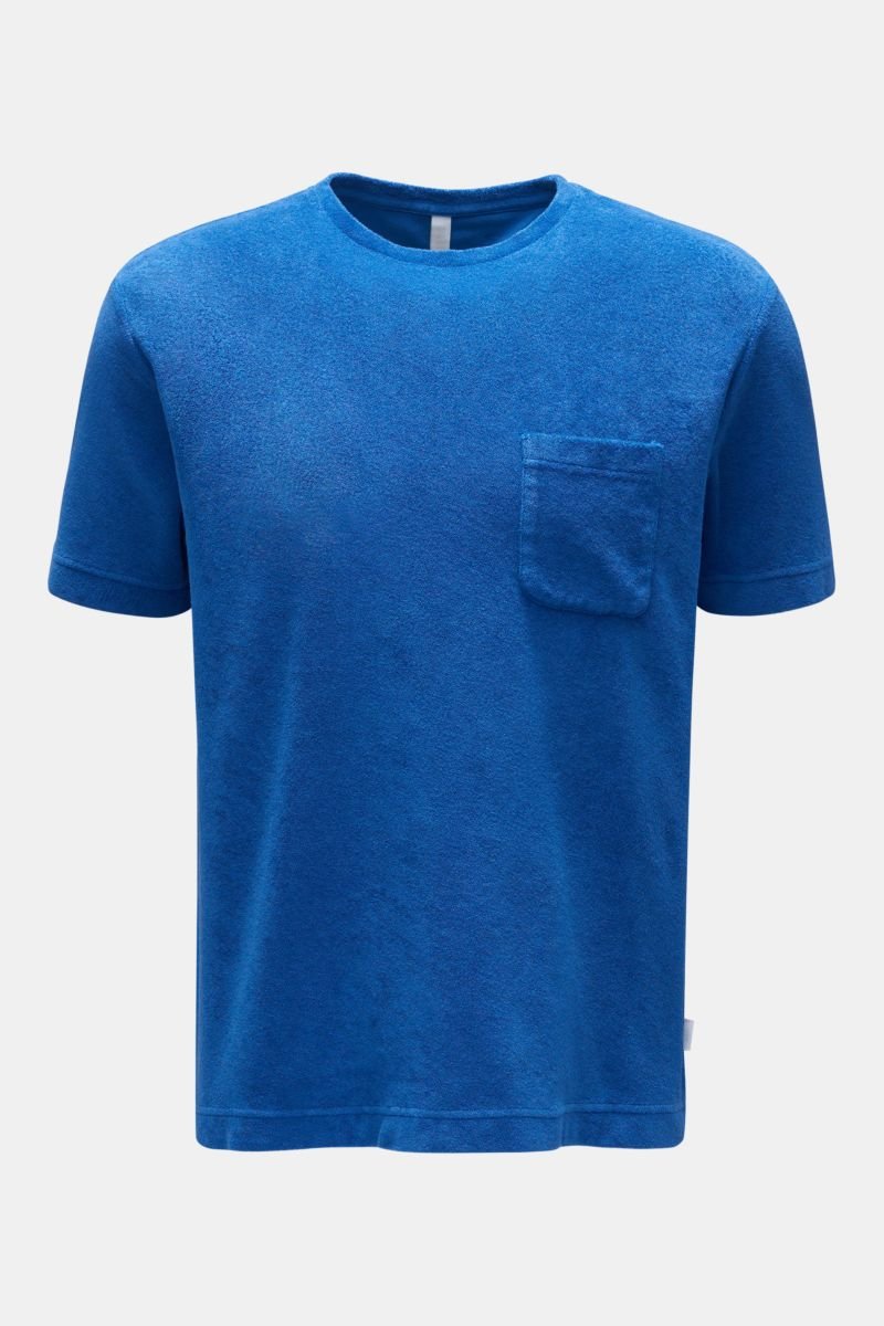 Frottee Rundhals-T-Shirt 'Terry Tee' blau