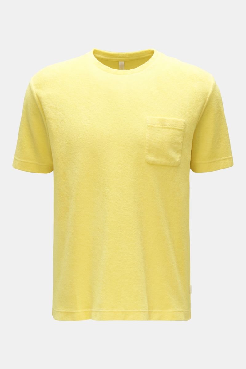 Frottee Rundhals-T-Shirt 'Terry Tee' gelb