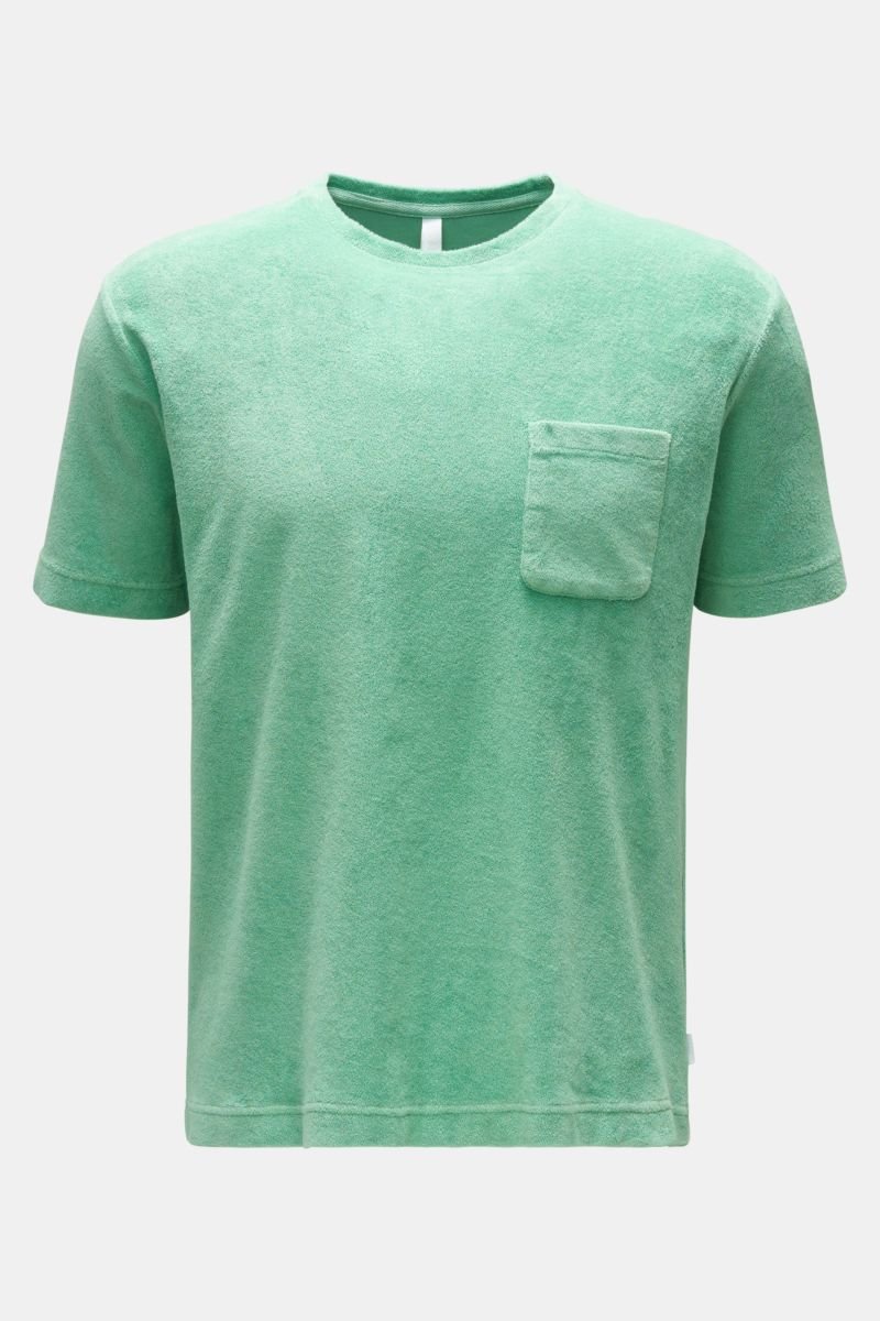 Frottee Rundhals-T-Shirt 'Terry Tee' hellgrün