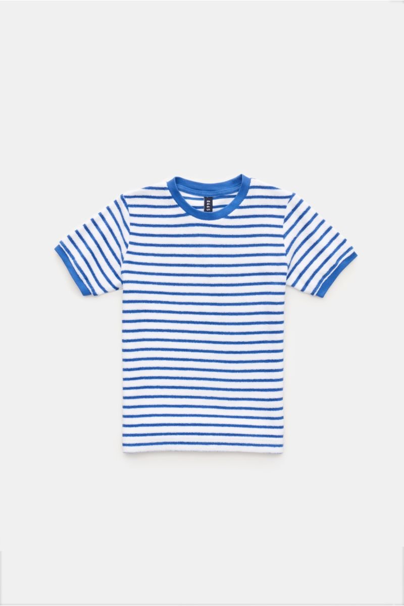 Kinder Frottee Rundhals-T-Shirt 'Kids Terry Stripe Tee' blau/weiß gestreift 