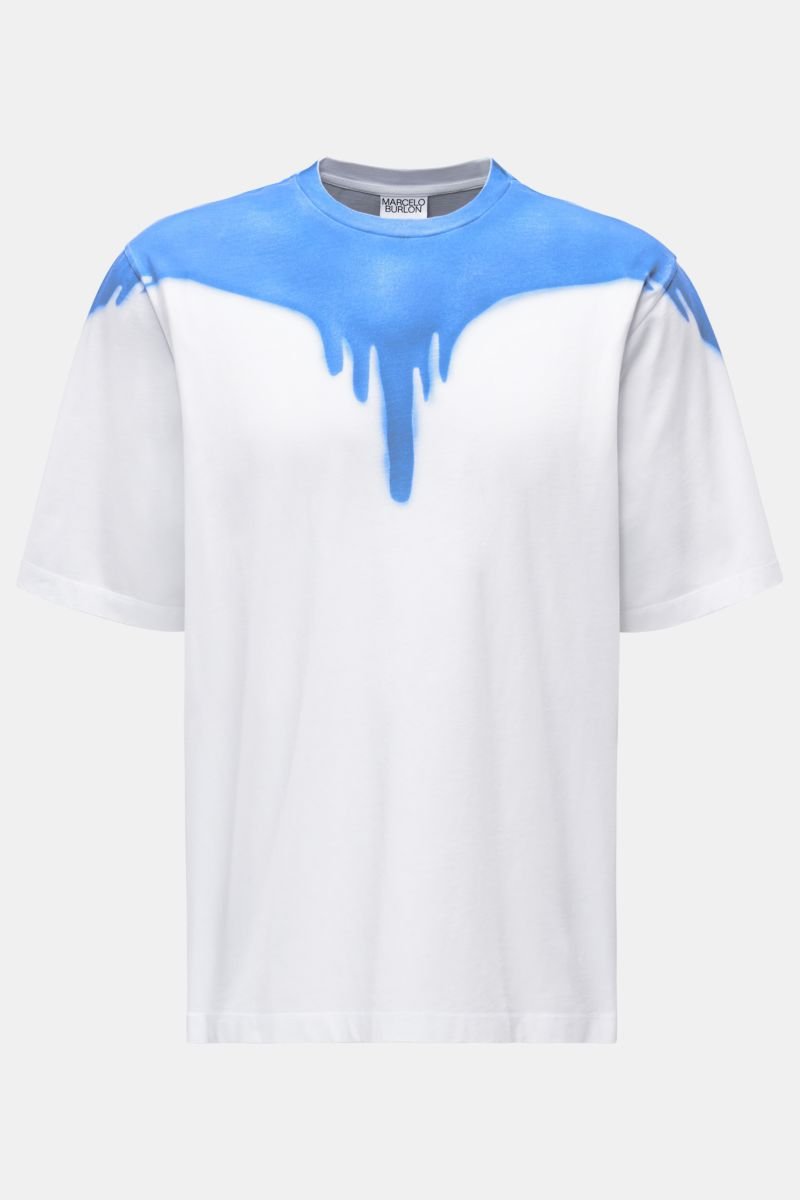 Rundhals-T-Shirt 'Spray Wings' weiß/blau